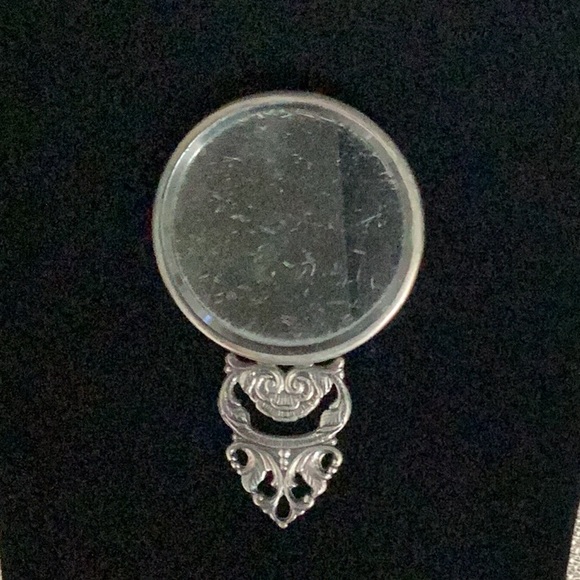 Hans Jensen Vintage Silver Plate Repousse Purse Mirror (324) - Picture 2 of 2